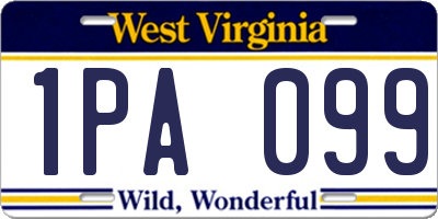 WV license plate 1PA099