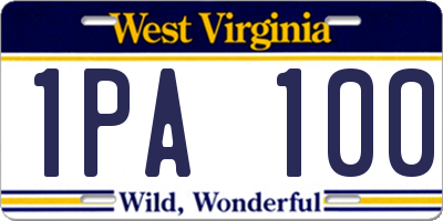WV license plate 1PA100