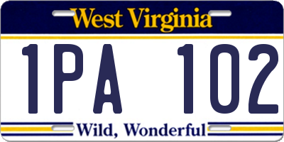 WV license plate 1PA102
