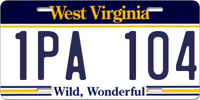 WV license plate 1PA104