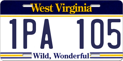 WV license plate 1PA105