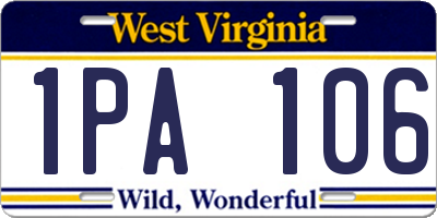 WV license plate 1PA106