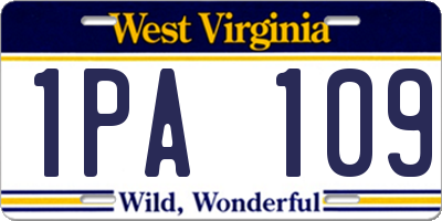 WV license plate 1PA109