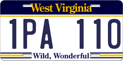 WV license plate 1PA110