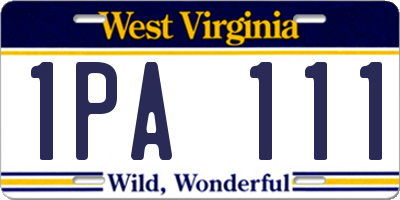 WV license plate 1PA111