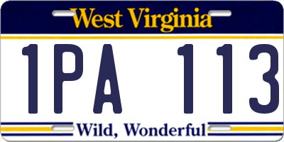 WV license plate 1PA113