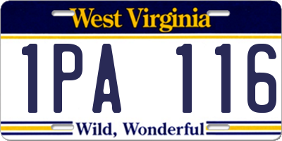 WV license plate 1PA116