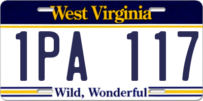 WV license plate 1PA117