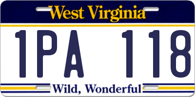 WV license plate 1PA118