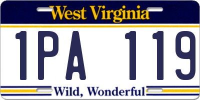 WV license plate 1PA119