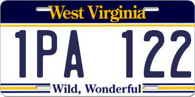 WV license plate 1PA122