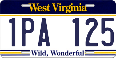 WV license plate 1PA125