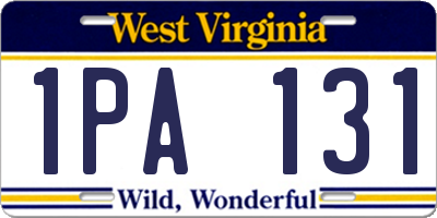 WV license plate 1PA131