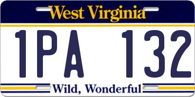 WV license plate 1PA132