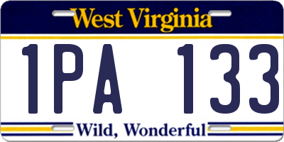 WV license plate 1PA133