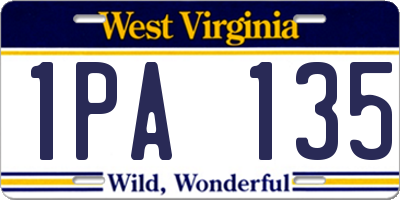 WV license plate 1PA135