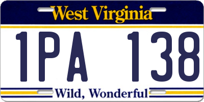 WV license plate 1PA138