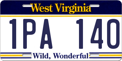 WV license plate 1PA140