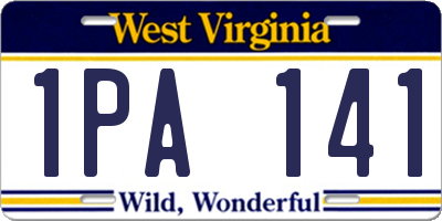 WV license plate 1PA141