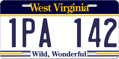 WV license plate 1PA142