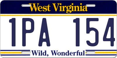 WV license plate 1PA154