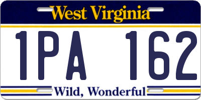 WV license plate 1PA162