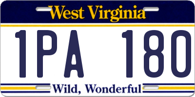 WV license plate 1PA180