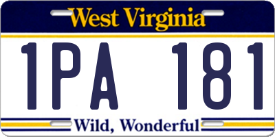 WV license plate 1PA181