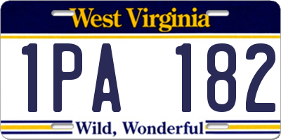 WV license plate 1PA182