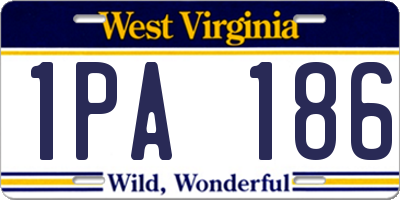 WV license plate 1PA186