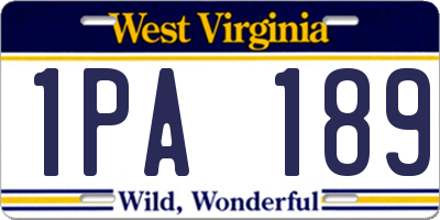WV license plate 1PA189