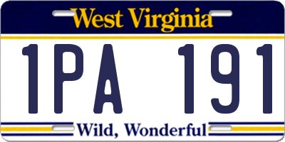 WV license plate 1PA191