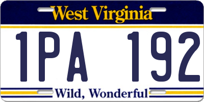 WV license plate 1PA192