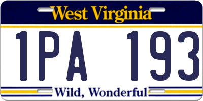 WV license plate 1PA193