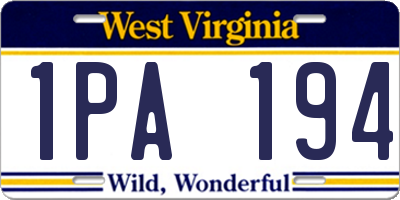 WV license plate 1PA194