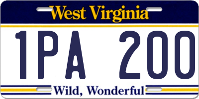 WV license plate 1PA200
