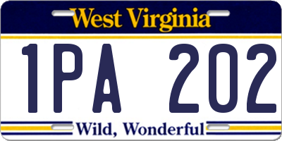 WV license plate 1PA202