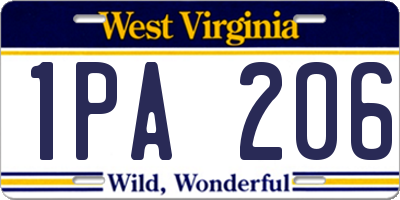 WV license plate 1PA206