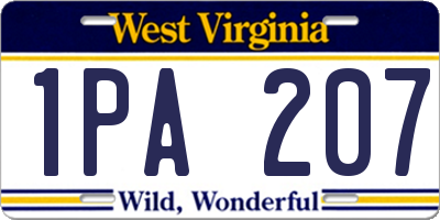 WV license plate 1PA207