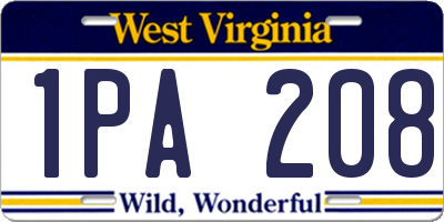 WV license plate 1PA208