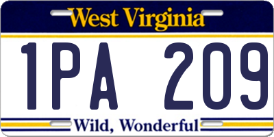 WV license plate 1PA209