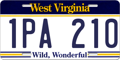 WV license plate 1PA210