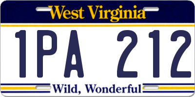 WV license plate 1PA212