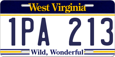 WV license plate 1PA213