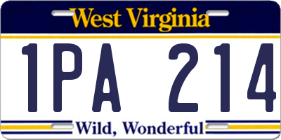 WV license plate 1PA214