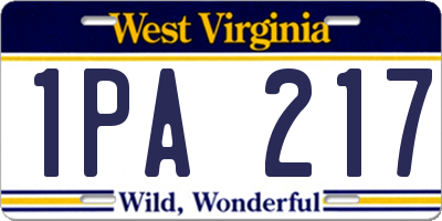WV license plate 1PA217