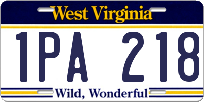 WV license plate 1PA218