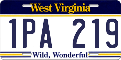 WV license plate 1PA219
