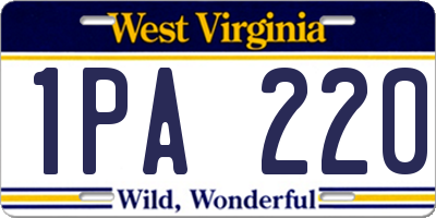 WV license plate 1PA220