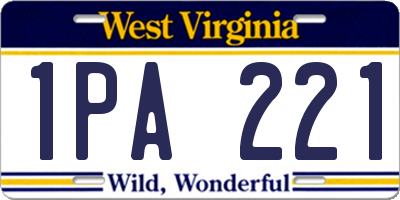 WV license plate 1PA221